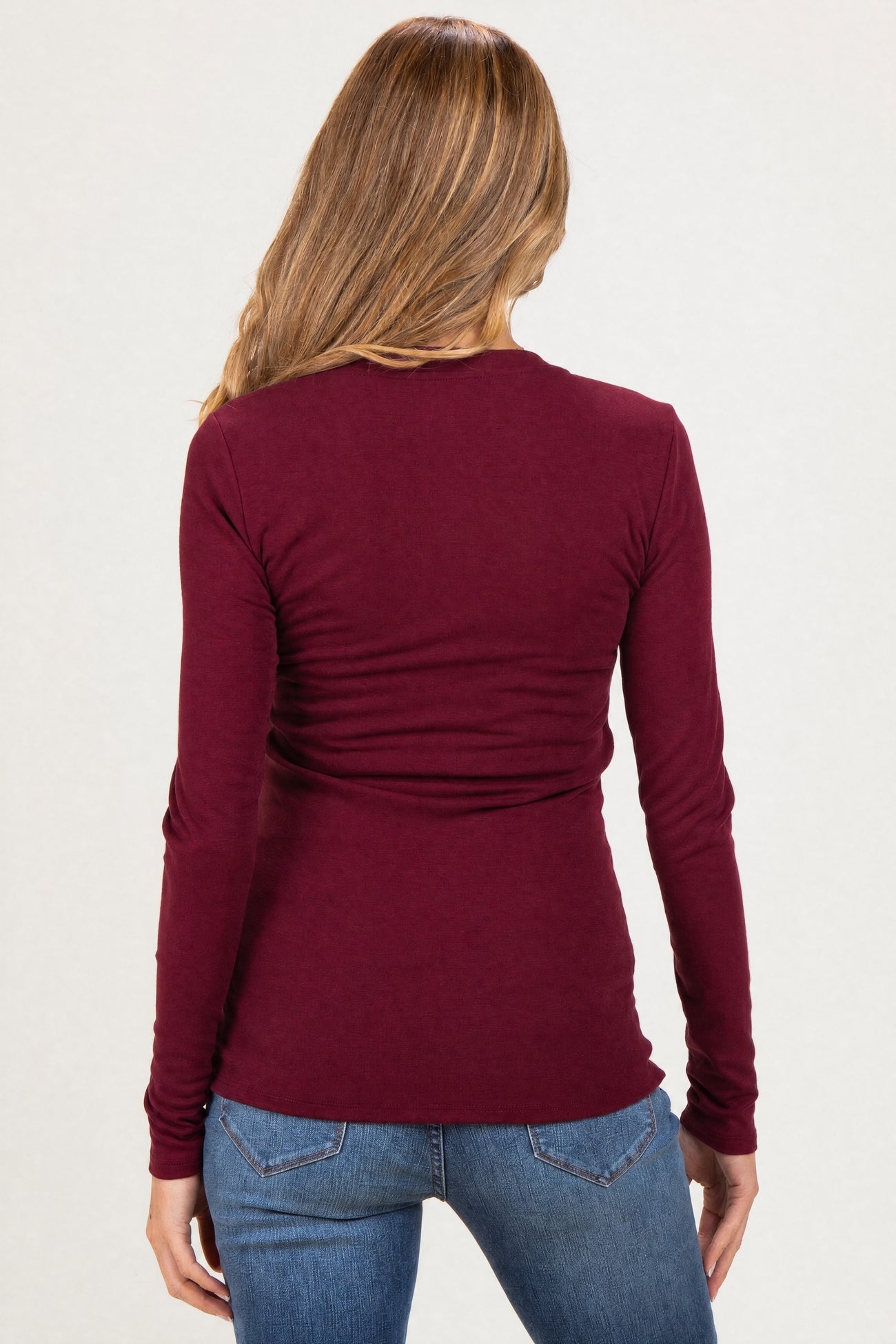 Burgundy Long Sleeve Maternity Top