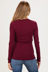 Burgundy Long Sleeve Maternity Top