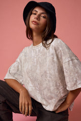 Faded Camo Print Ribbed Loose Fit Maternity Shirt