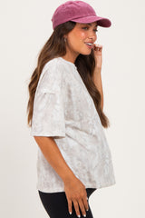 Faded Camo Print Ribbed Loose Fit Maternity Shirt