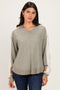 Sage Colorblock Waffle Knit Pullover Top