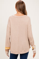 Taupe Colorblock Waffle Knit Maternity Pullover Top