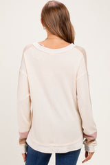 Natural Colorblock Waffle Knit Maternity Pullover Top