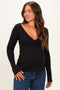Black Fitted Long Sleeve Maternity Wrap/ Nursing Top