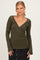 Olive Fitted Long Sleeve Wrap/ Nursing Top