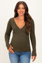 Olive Fitted Long Sleeve Maternity Wrap/ Nursing Top