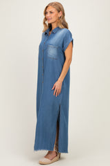 Medium Denim Chambray Maxi Shirt Dress