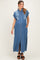 Medium Denim Chambray Maternity Maxi Shirt Dress