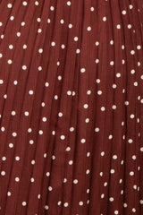 Brown Polka Dot Pleated Maternity Midi Dress