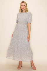 Sage Floral Chiffon Maternity Maxi Dress