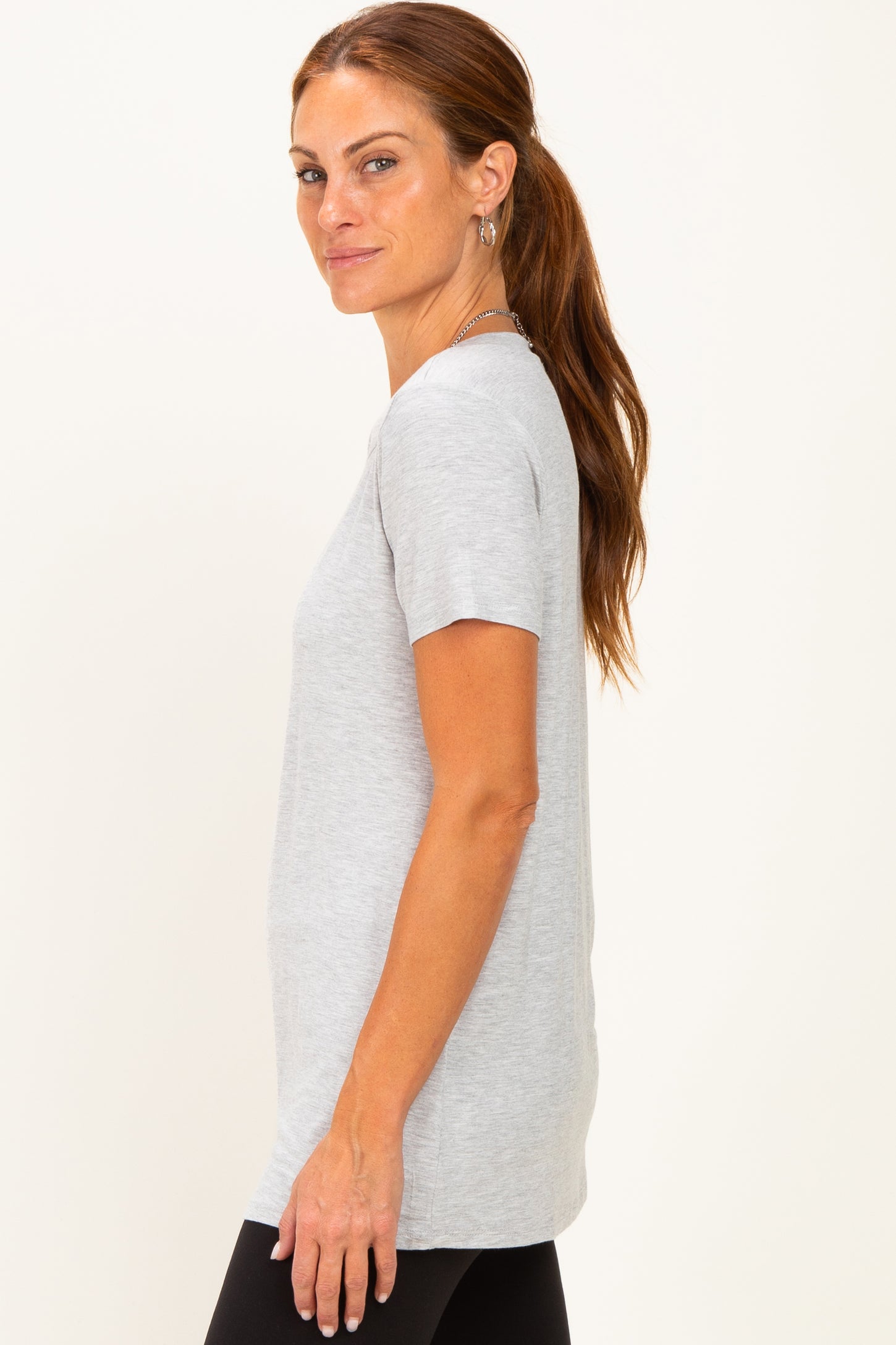 Heather Grey Basic Short Sleeve Top