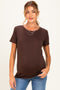 Brown Basic Short Sleeve Maternity Top
