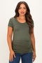 Sage Basic Short Sleeve Maternity Fitted Top