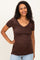 Brown V-Neck Ruched Side Maternity Top