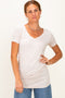 Beige V-Neck Ruched Side Top