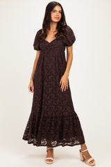 Brown Lace Maxi Dress