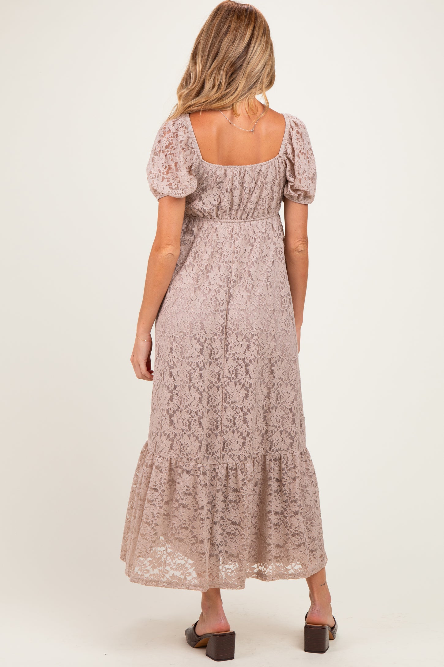 Mocha Lace Maternity Maxi Dress