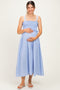 Blue Sleeveless Smocked Striped Maternity Maxi Dress