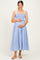 Blue Sleeveless Smocked Striped Maternity Maxi Dress