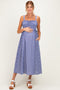 Navy Sleeveless Smocked Striped Maternity Maxi Dress