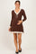 Brown Ribbed Knit Contrast Ruffle Trim Maternity Mini Dress