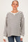 Grey Striped Waffle Knit Oversized Maternity Pullover Top