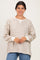 Light Taupe Striped Waffle Knit Oversized Pullover Top
