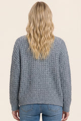 Grey Chunky Waffle Knit Open Cardigan