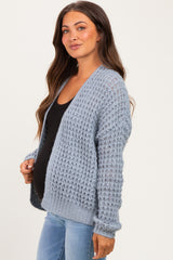 Grey Chunky Waffle Knit Maternity Open Cardigan