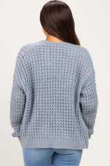 Grey Chunky Waffle Knit Maternity Open Cardigan