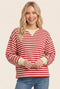 Red Relaxed Fit Striped Pullover