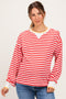 Red Relaxed Fit Striped Maternity Pullover