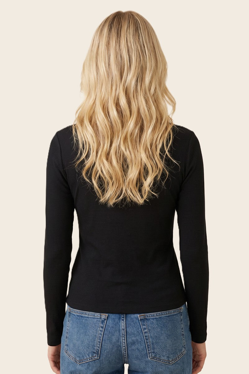 Black Fitted Ribbed Long Sleeve