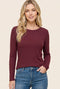 Burgundy Fitted Ribbed Long Sleeve