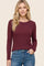 Burgundy Fitted Ribbed Long Sleeve