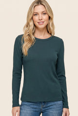 Hunter Green Fitted Ribbed Long Sleeve