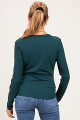 Hunter Green Fitted Ribbed Maternity Long Sleeve