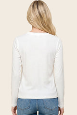 Ivory Fitted Ribbed Long Sleeve