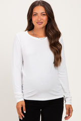 Ivory Fitted Ribbed Maternity Long Sleeve