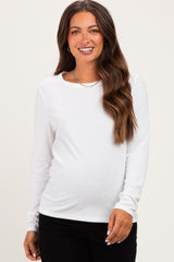 Ivory Fitted Ribbed Maternity Long Sleeve