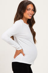Ivory Fitted Ribbed Maternity Long Sleeve