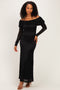 Black Lace Off Shoulder Long Sleeve Maxi Dress
