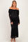 Black Lace Off Shoulder Long Sleeve Maternity Maxi Dress