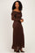Brown Lace Off Shoulder Long Sleeve Maxi Dress