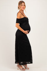 Black Lace Off Shoulder Maternity Maxi Dress