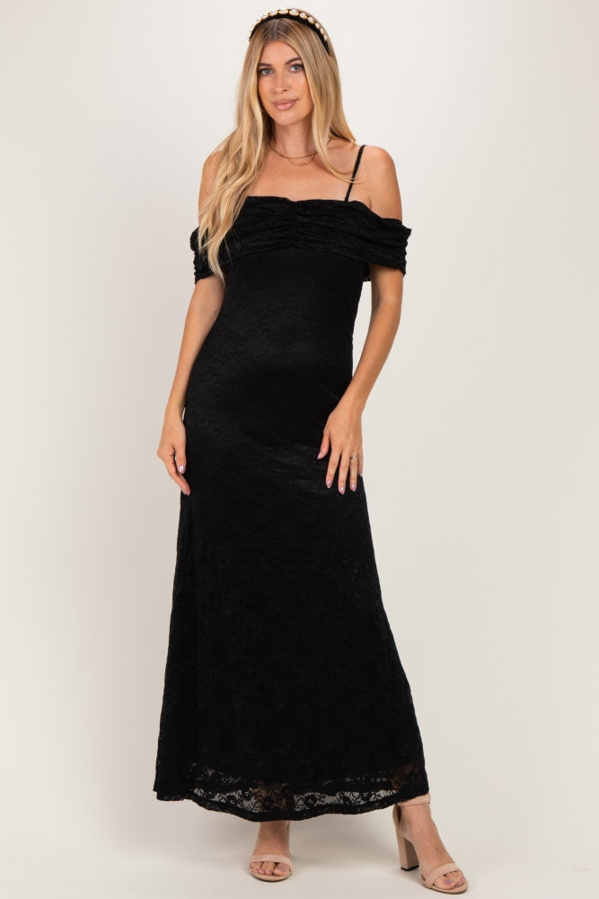 Black Lace Off Shoulder Maxi Dress