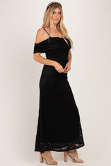 Black Lace Off Shoulder Maxi Dress