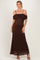 Brown Lace Off Shoulder Maxi Dress