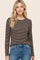 Brown Basic Striped Long Sleeve Top