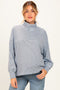 Light Blue Striped Mock Neck Oversized Maternity Top